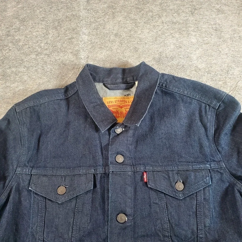 Levi's Denim Jacket Mens Large Dark Wash Blue Trucker Waxed Type 3  Workwear Y2K